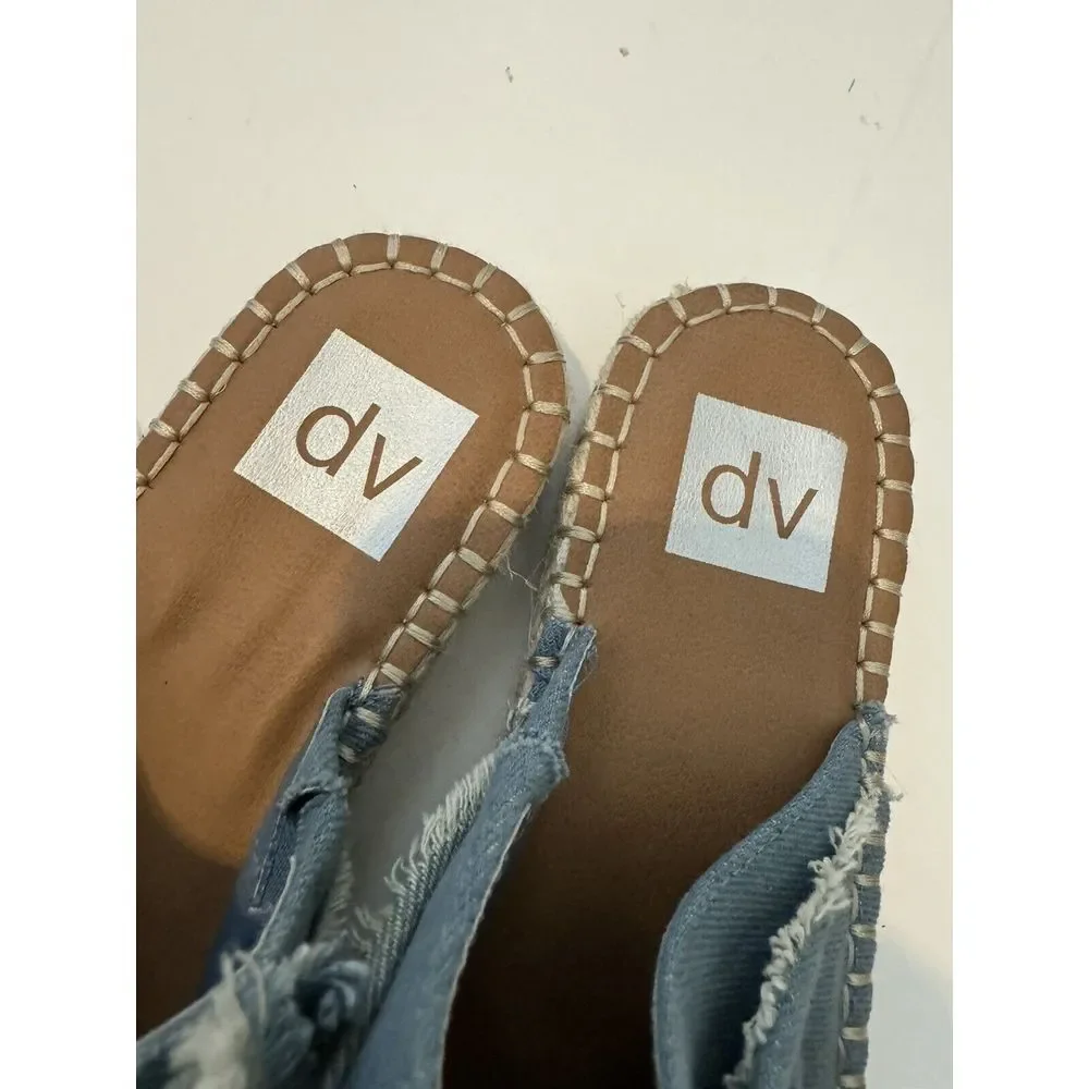 DV Dolce Vida Desirae Espadrilles Cotton Blue Denim Women's Mules/Slider Size‎ 7
